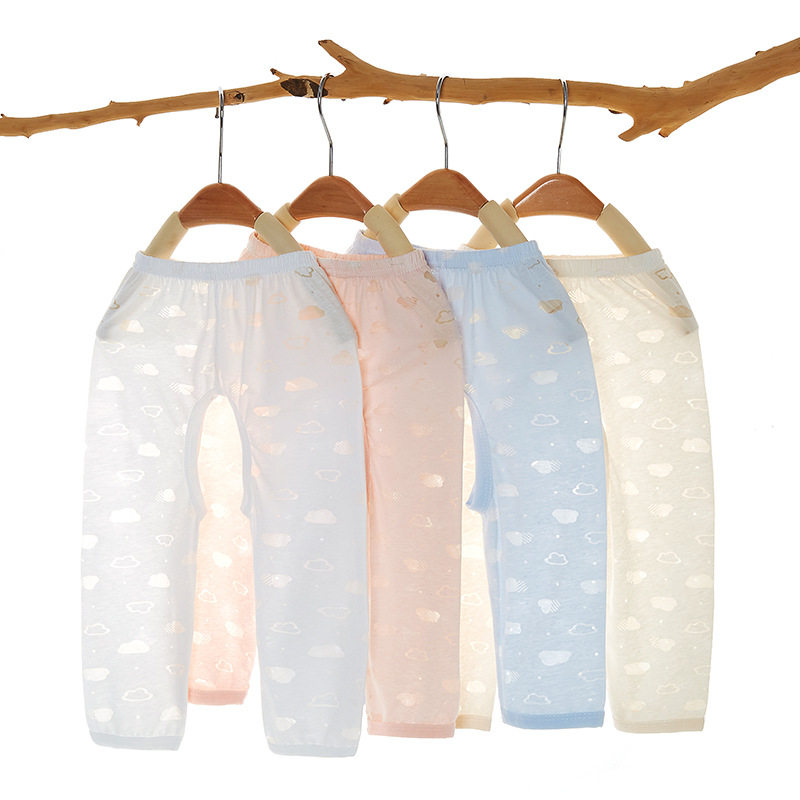 Baby boy fork pants summer children's open crotch pants boy baby summer light and breathable open file baby pants female baby outer wear