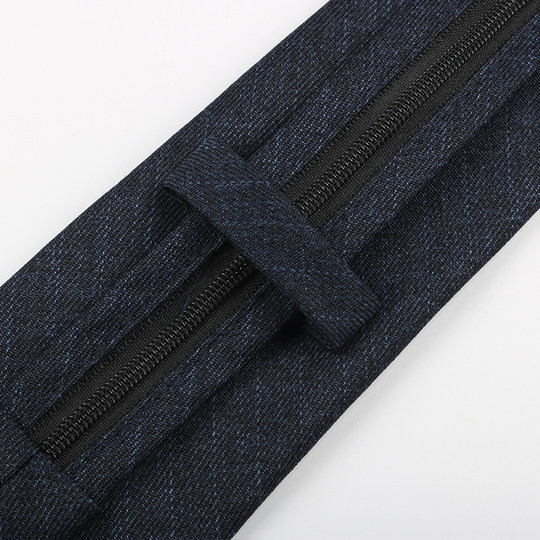 Men's tie zipper easy to pull formal wedding British style blue gray plaid knot-free hand-tied tie