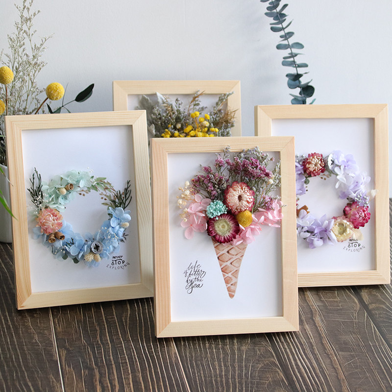 Meimuer handmade DIY three-dimensional dry flower photo frame sticker material package Creative salon handmade activity package table