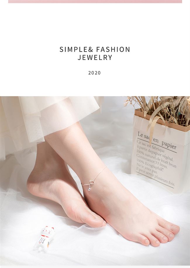 s925 vòng chân bạc nữ phiên bản hàn quốc cá tính dễ thương trang sức nhỏ tươi mát đơn giản trang sức chuông thời trang 925 - Vòng chân