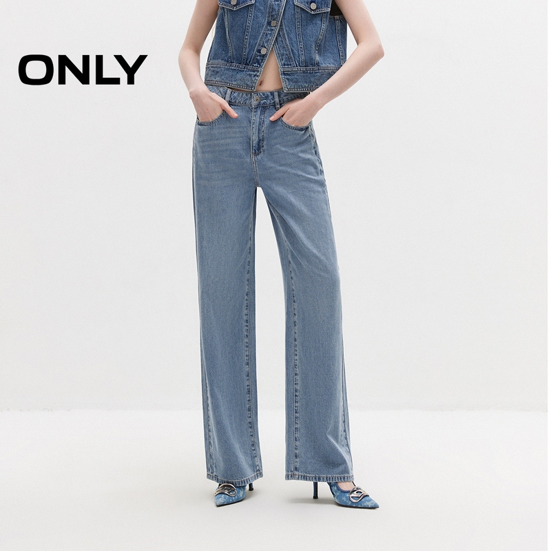 【Only Outlet】Spring and Summer New Fashion Versatile High-Waisted Soft Straight-Leg Jeans for Women