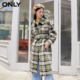 ONLY Ole summer fashion plaid exquisite button mid-length woolen woolen coat for women