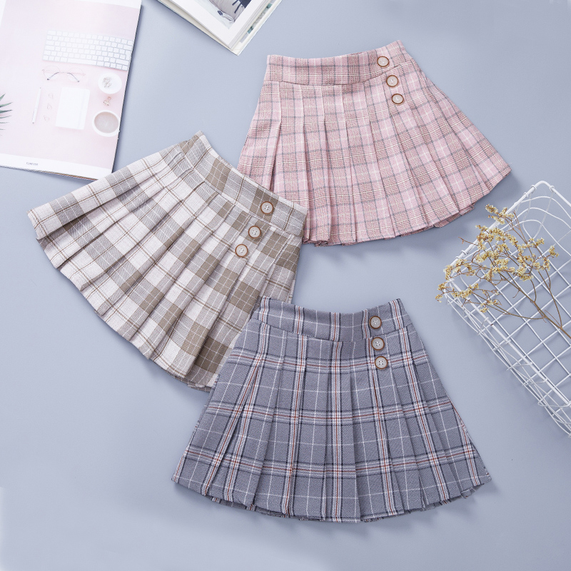 Girl Pleats Pleats Skirt Half Body Dress 2022 Summer Dress New College Wind Kids Plaid Dress Short Skirt Foreign Girl Summer