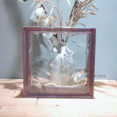 Imported 240X240X80 side color purple cloud pattern translucent translucent hollow glass brick bedroom partition wall