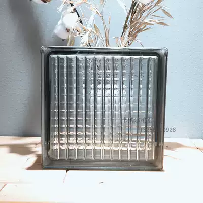 Imported original color gray parallel pattern translucent opaque square hollow glass brick powder room bedroom partition wall