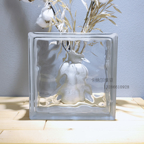 Import 240X240X80 Cloud fog pattern light transmission translucent square hollow glass brick Xuanguan bedroom partition wall