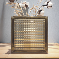 Imported original color brown parallel pattern translucent opaque square hollow glass brick bathroom bedroom partition wall