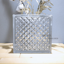 Imported small flower grain light transparent square hollow glass tile toilet porch bedroom toilet partition wall