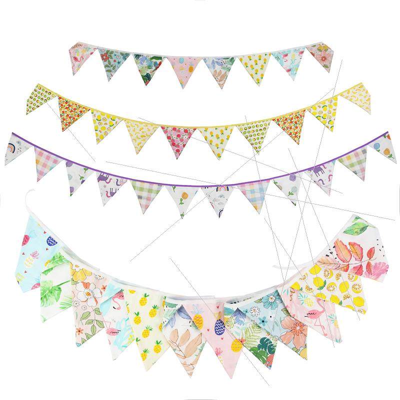 Source Ins Hawaii Tropical Wind Hang Flag Triangle Camping String Flag Tent Banner Photo Background Wedding Venue Cotton-Taobao