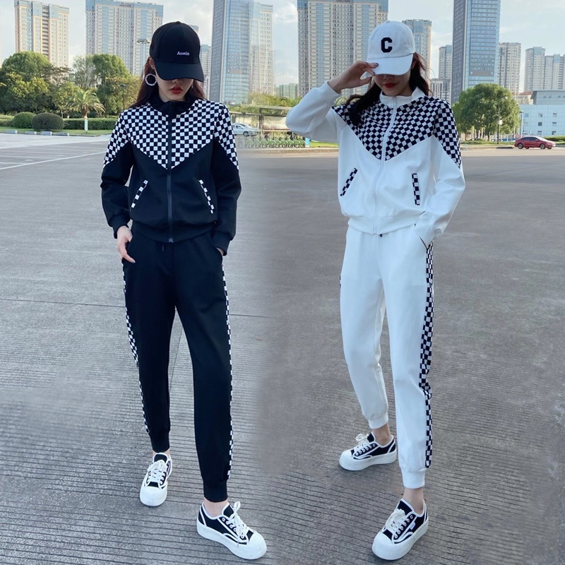 European goods sports and leisure fashion suits for women's spring and autumn 2022 new Western style bomb street explosion style loose color matching two-piece