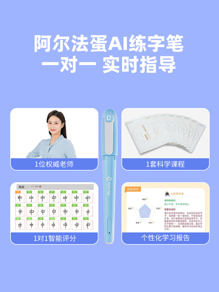 Alpha Egg Ai Calligraphy Pen W20 Smart Calligraphy Pen Ai Intelligent Writing Pen for Elementary School Students, Kindergarten Children, Pen Control Training, Synchronized Writing Practice, Beginner Writing, Synchronized Smart Writing Pen