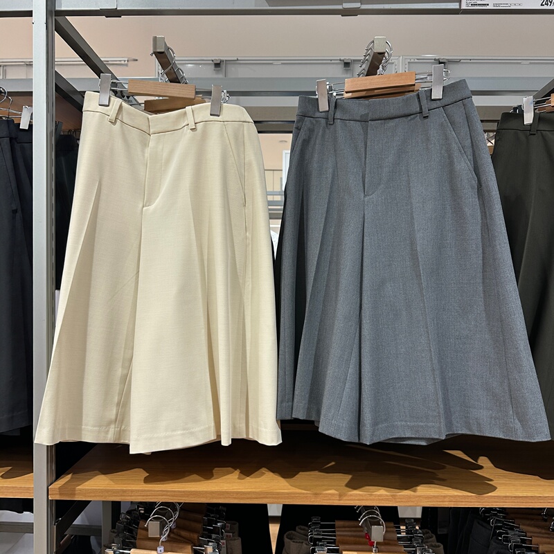 Japanese-Style Suit Cropped Wide-Leg Pants for Women, High-Waisted, Drapey, Slimming, Versatile, Commuter Hip-Hop Style Cropped Pants 488010 Japanese-Style Suit Cropped Wide-Leg Pants for Women, High-Waisted, Drapey, Slimming, Versatile, Commuter Hip-Hop Style Cropped Pants 488010