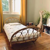 Natural rattan childrens bed B&B hotel single child bed ins Nordic Japanese style rattan bed sofa bed