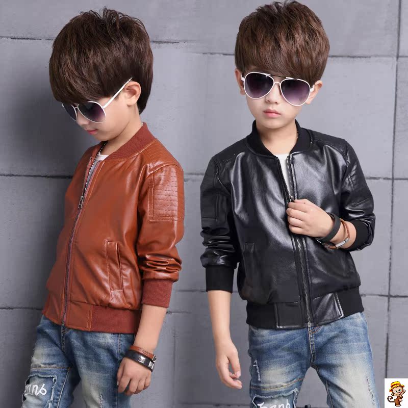 Boys 2020 trẻ em da mới áo khoác mùa xuân váy lưới áo khoác màu đỏ vào mùa xuân và mùa thu áo khoác cậu bé cậu bé da không khí lớn.