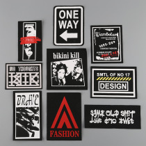  Hand-made screen printing label without adhesive label Clothing bags hats pants printing label DIY hand-sewn patch sticker