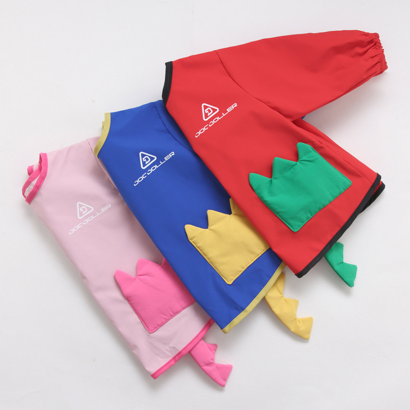 Children eat long sleeves waterproof in autumn 2019 new dinosaur baby wear clothes