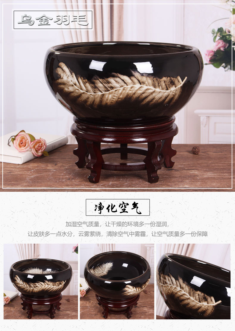 Jingdezhen ceramic aquarium bowl lotus lotus basin fish bowl lotus large tortoise furnishing articles