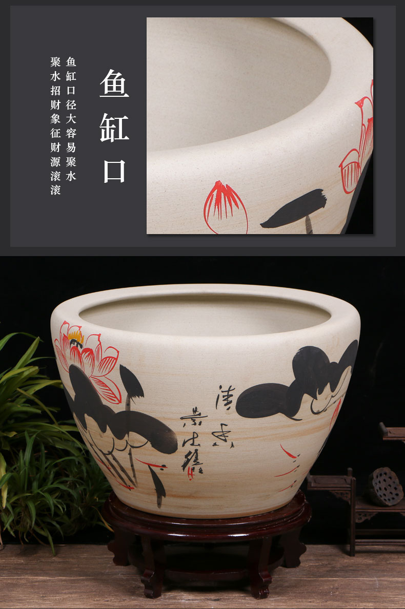 Jingdezhen ceramics sitting room aquarium office furnishing articles tank yard VAT koi fish basin tortoise cylinder