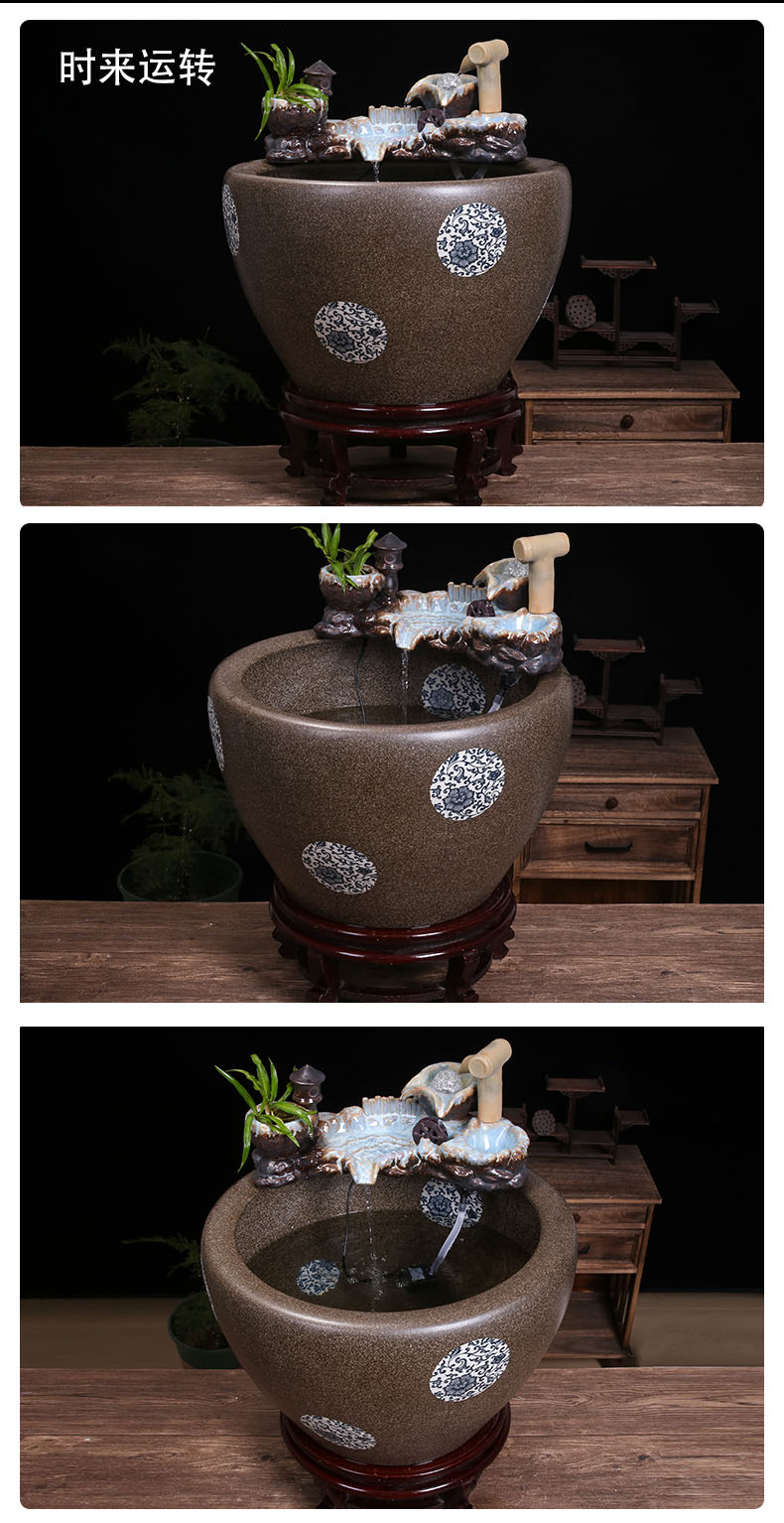 Large ceramic aquarium tank water landscape balcony water aquarium office money sitting room aquarium tank