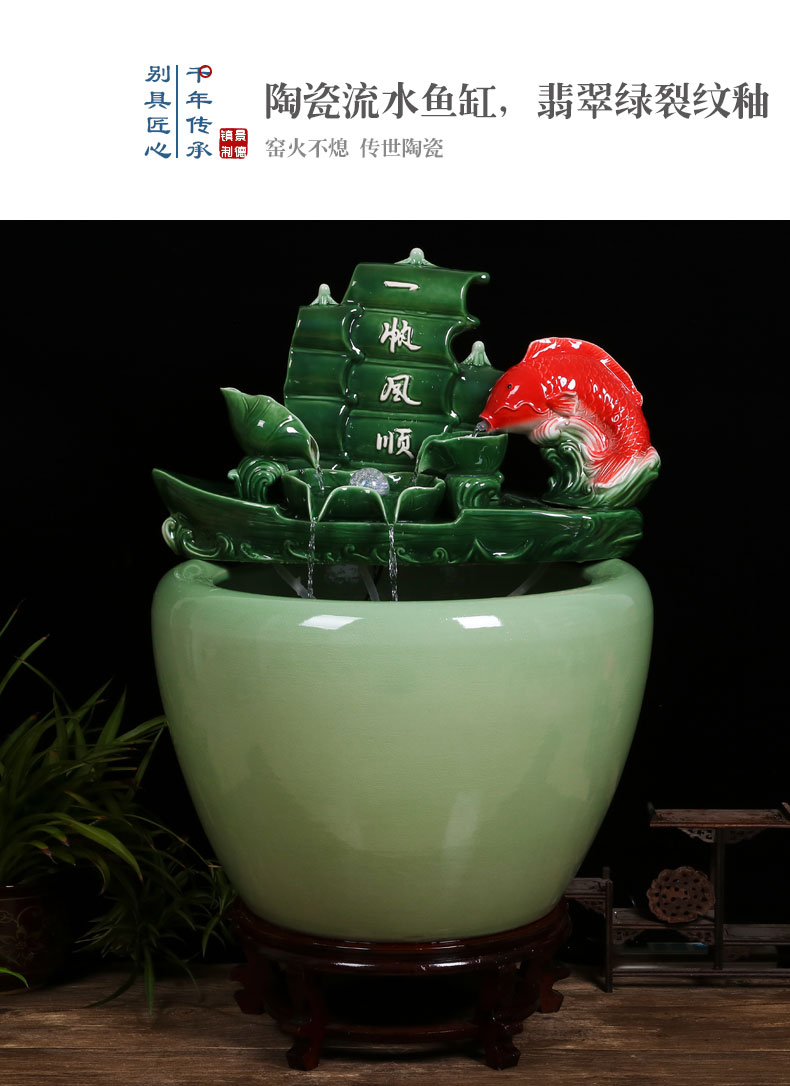 Jingdezhen ceramic aquarium sitting room floor balcony office home furnishing articles circulating water courtyard goldfish bowl