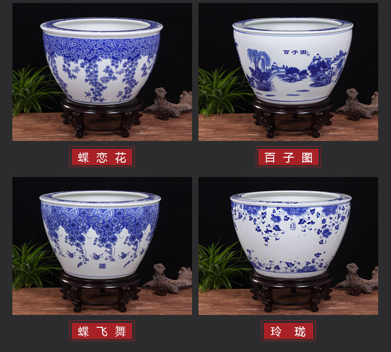 Jingdezhen ceramic basin tortoise cylinder lotus fish tank water lily bowl lotus large penjing garden balcony cylinder