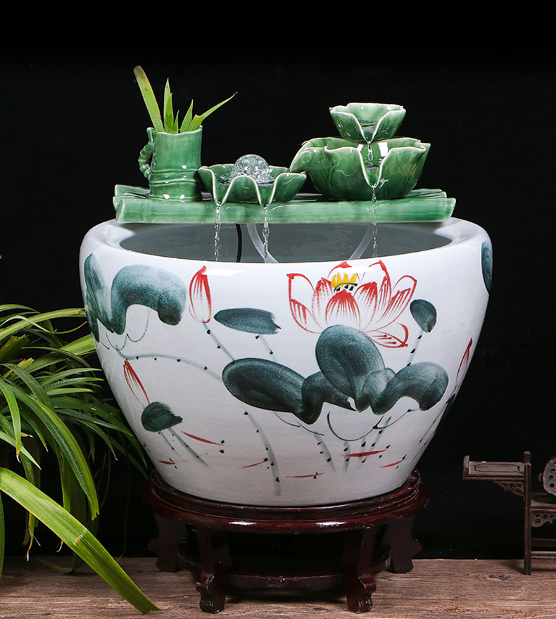 Jingdezhen ceramic aquariums household water fountain jin large fish bowl furnishing articles sitting room humidifying landscape