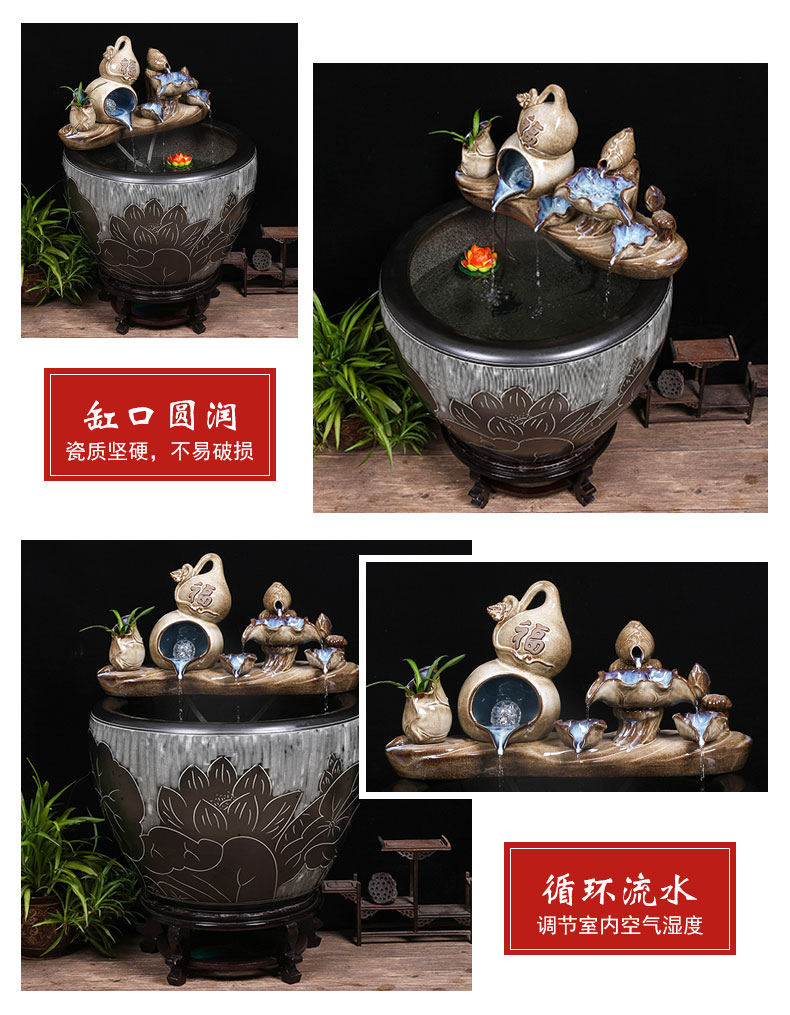 Jingdezhen ceramic aquarium circulating water lucky furnishing articles of small sitting room informs the landscape gold fish and turtles cylinder