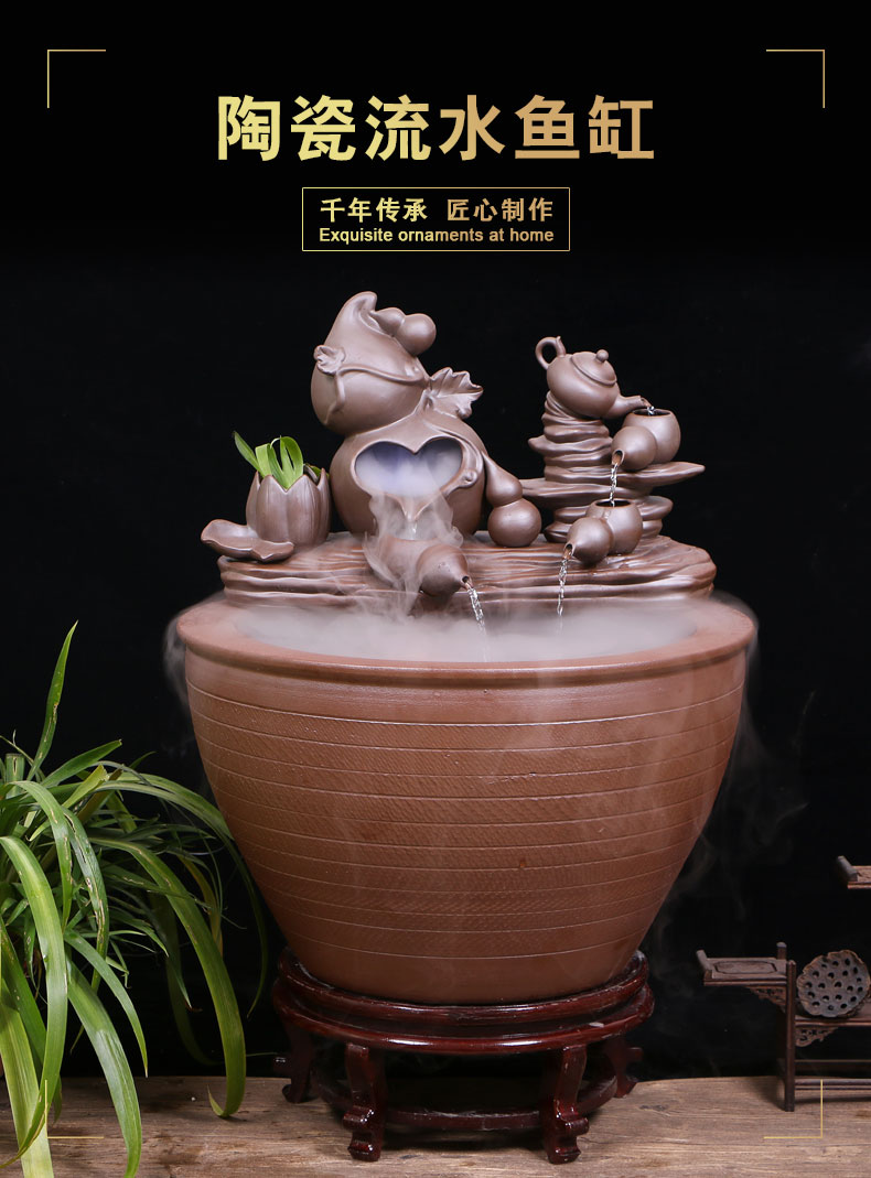 Jingdezhen ceramic aquarium large circulation water fountain creative humidifier furnishing articles sitting room adornment