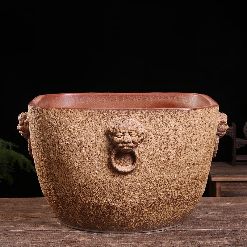 Jingdezhen thick some ceramic porcelain basin of aquarium water lily lotus large cylinder cylinder tank tortoise goldfish bowl lotus basin water furnishing articles
