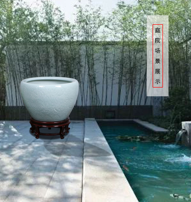 Jingdezhen ceramic aquarium restoring ancient ways is archaize turtle cylinder basin of water lily lotus goldfish bowl lotus cylinder extra large