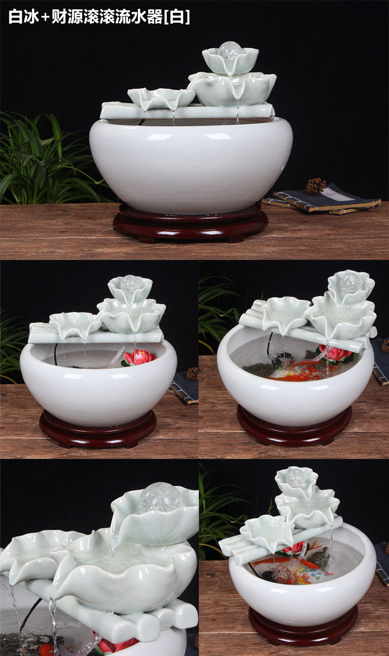 Ceramic water fountain furnishing articles atomizing humidifier water aquarium desktop zen sitting room interior decorations