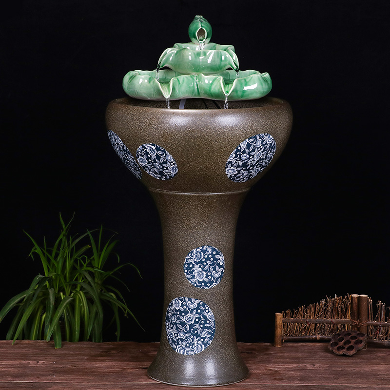 Ceramic floor pillar type tank basin large fish bowl lotus lotus lotus tortoise household gardens furnishing articles