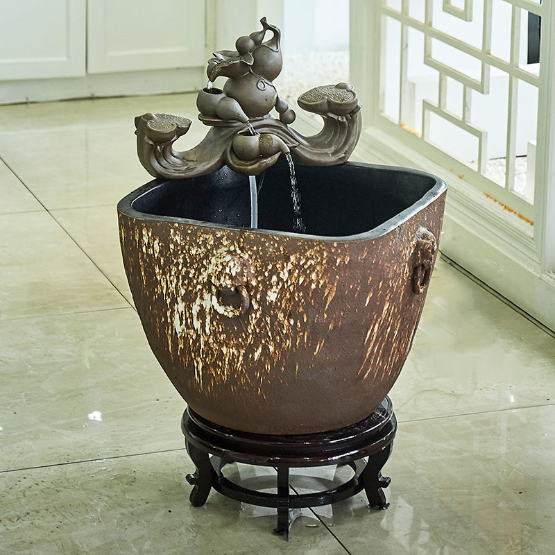 Jingdezhen ceramic goldfish bowl sitting room balcony office furnishing articles water tank to filter the yard cylinder fish bowl