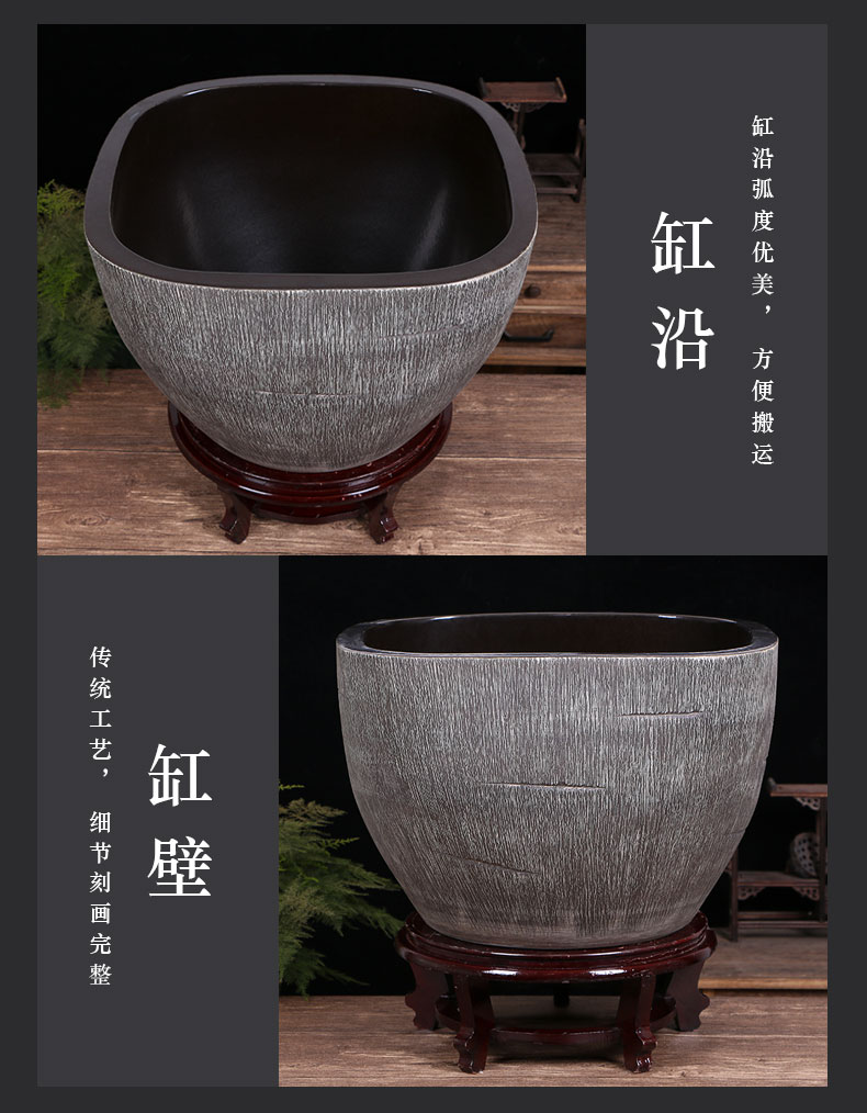 Jingdezhen ceramic goldfish bowl sitting room floor balcony office home furnishing articles circulating water courtyard big fish tank