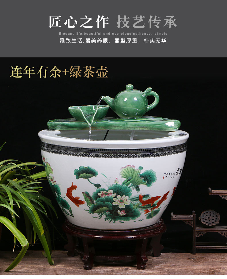 Jingdezhen ceramic aquariums household water fountain jin large fish bowl furnishing articles sitting room humidifying landscape