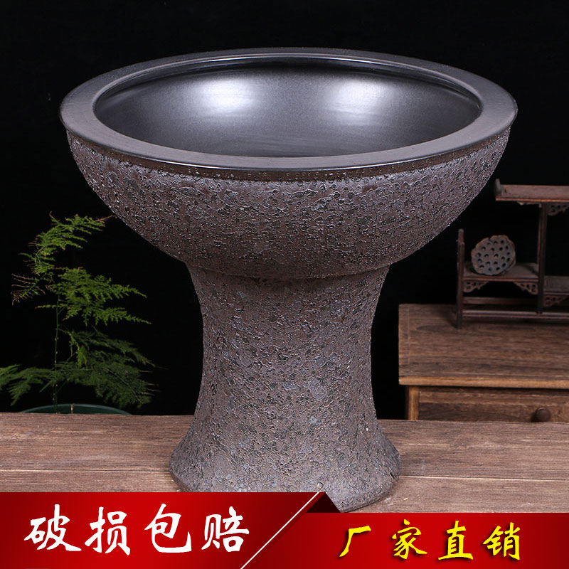 Jingdezhen ceramic basin floor pillar type cylinder high water shallow bowl LianHe flowerpot brocade carp goldfish bowl water lily outside