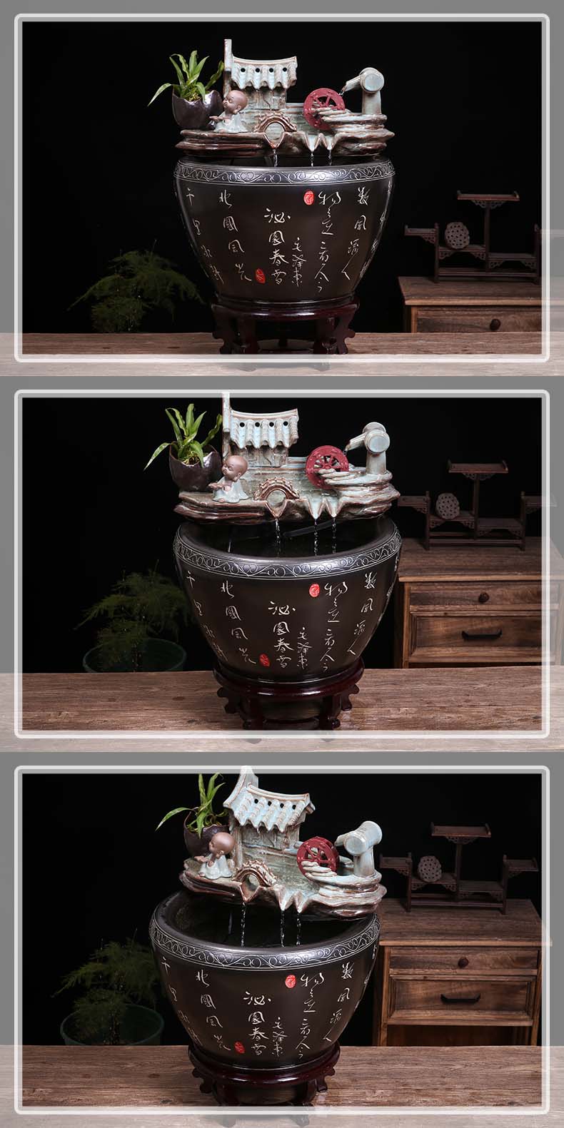 Jingdezhen ceramic water fountain lucky feng shui wheel place to live in the living room and humidifying aquarium the opened a housewarming gift