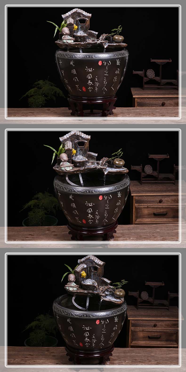 Jingdezhen ceramic water fountain lucky feng shui wheel place to live in the living room and humidifying aquarium the opened a housewarming gift