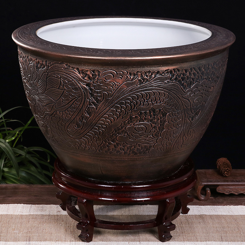 Ceramic basin of big aquarium fish tank brocade carp to cylinder home sitting room be born lucky feng shui and comfort the goldfish bowl