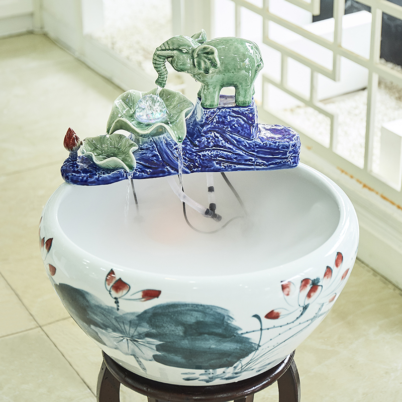 Creative new Chinese be born lucky furnishing articles and retro nostalgia ceramic water fountain in the sitting room porch office decoration