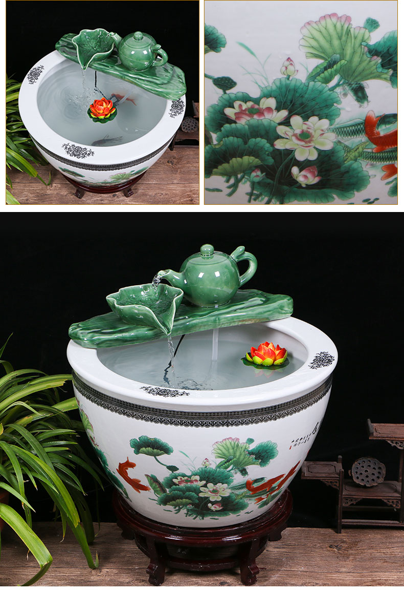 Jingdezhen ceramic aquariums household water fountain jin large fish bowl furnishing articles sitting room humidifying landscape