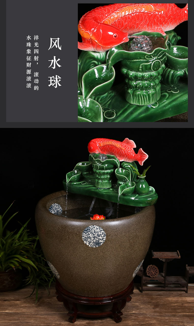 Ceramic tank sitting room ground loop water tank large furnishing articles balcony garden lotus fish bowl