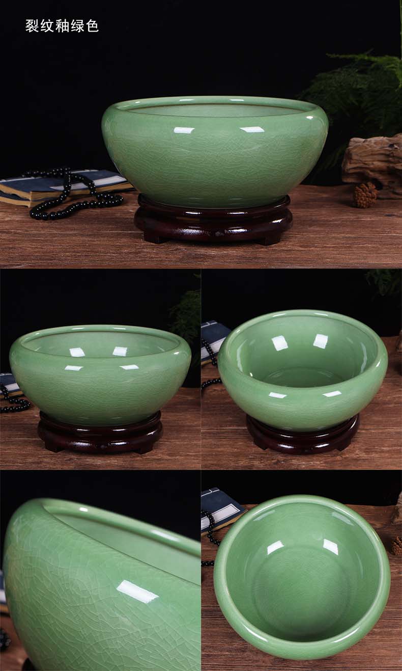 Jingdezhen ceramic aquarium desktop goldfish bowl sitting room large water lily bowl lotus basin tortoise cylinder refers to porcelain basin