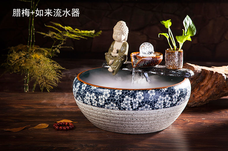 Jingdezhen ceramic goldfish bowl fish bowl sitting room small furnishing articles of household water landscape koi fish tank feng shui