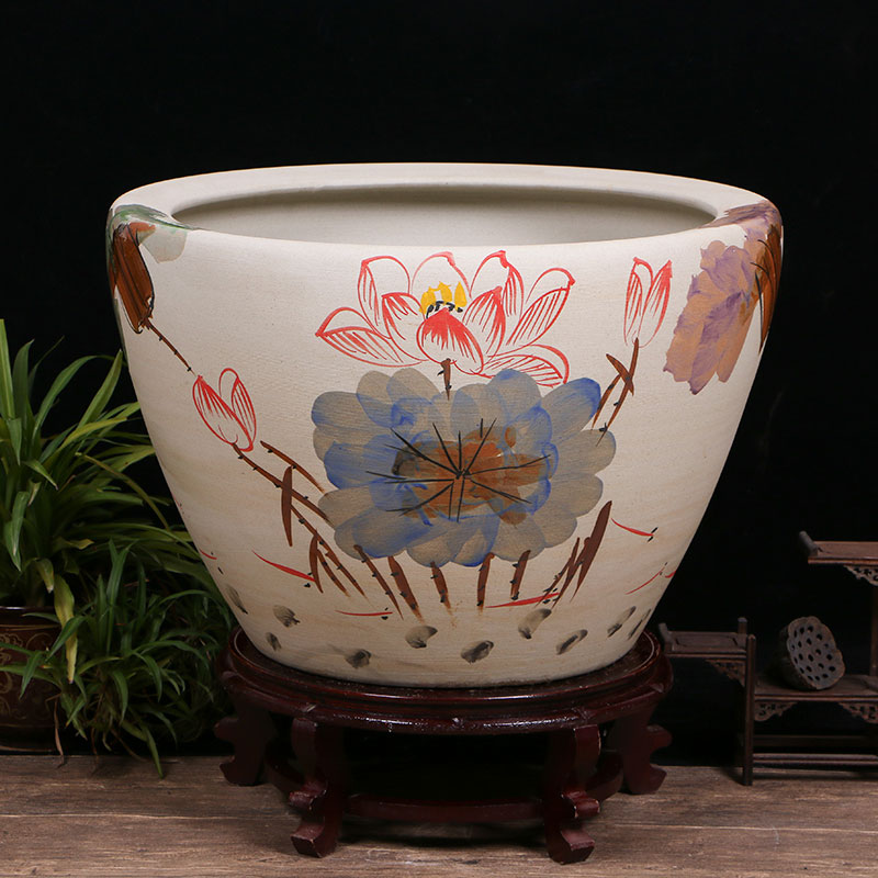 Jingdezhen ceramics sitting room aquarium office furnishing articles tank yard VAT koi fish basin tortoise cylinder