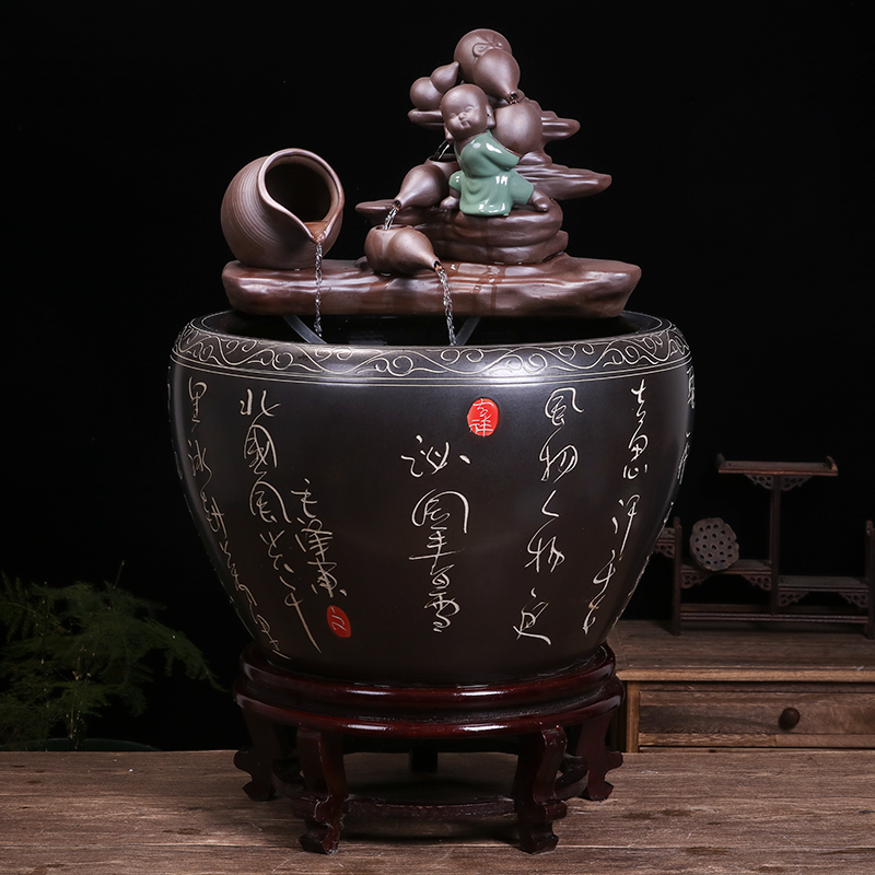 Jingdezhen ceramic water fountain lucky feng shui wheel place to live in the living room and humidifying aquarium the opened a housewarming gift