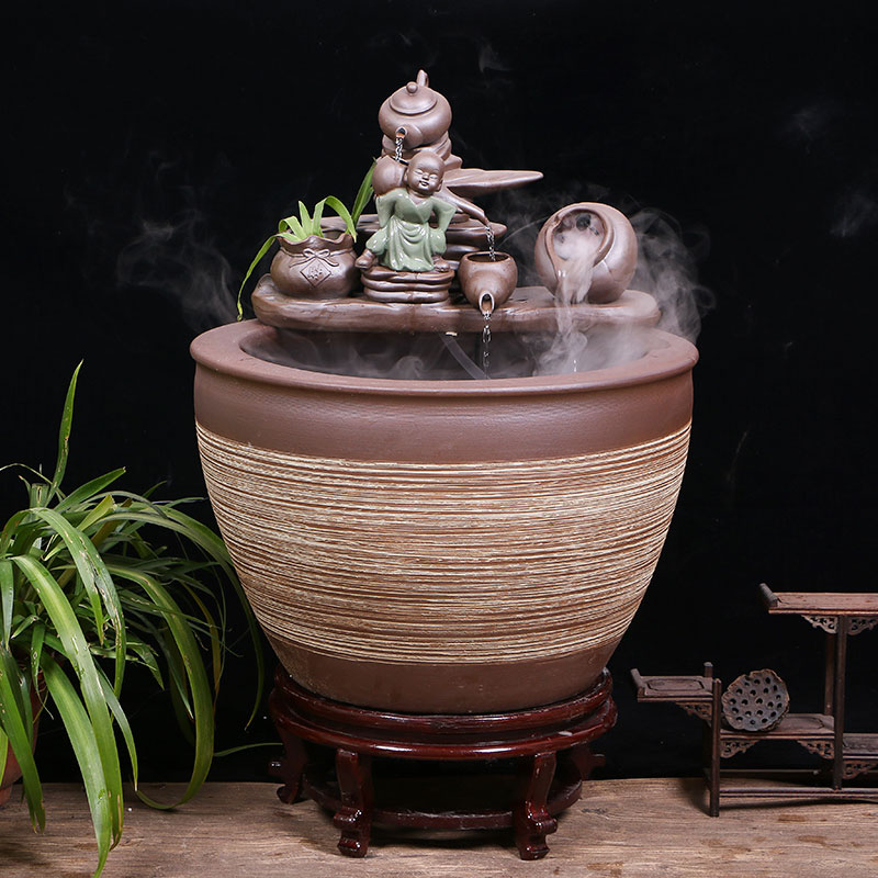 Jingdezhen ceramic aquarium large circulation water fountain creative humidifier furnishing articles sitting room adornment