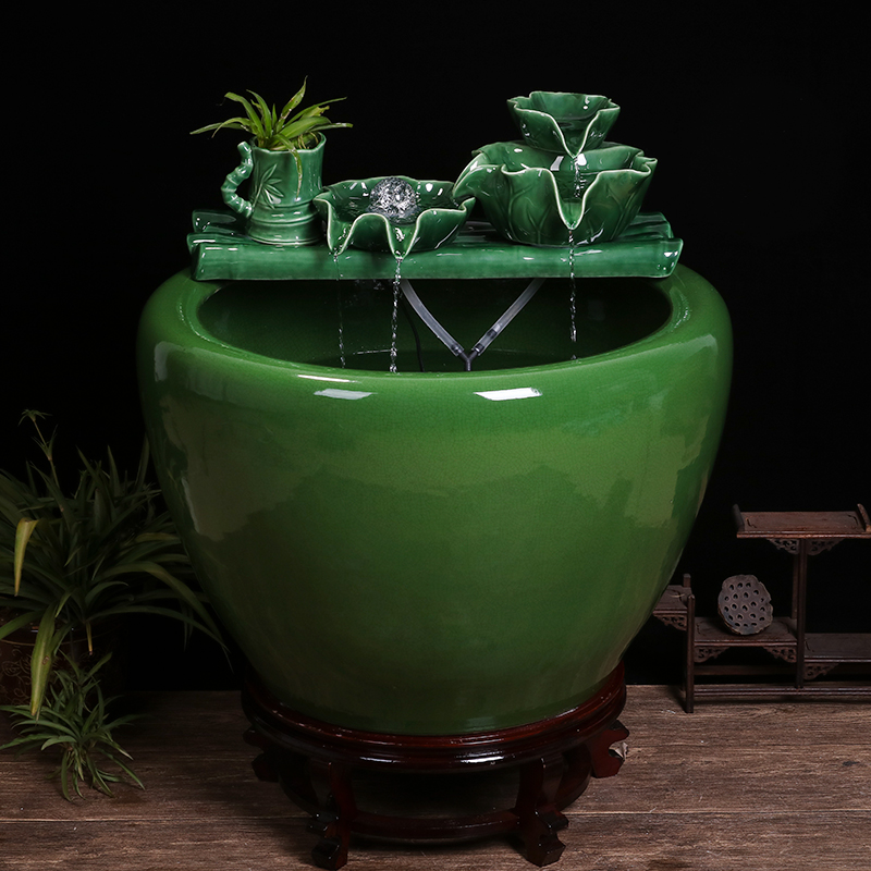 Jingdezhen ceramic goldfish bowl sitting room balcony office furnishing articles water tank to filter the yard cylinder fish bowl