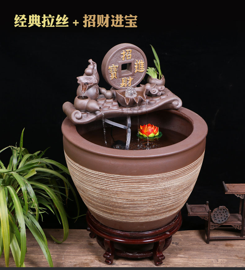 Jingdezhen ceramic aquarium large circulation water fountain creative humidifier furnishing articles sitting room adornment