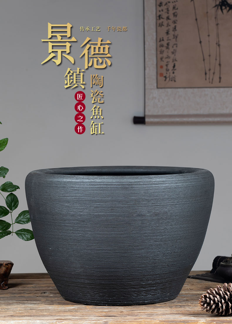 Jingdezhen ceramic aquarium water lily big crock pot lotus bowl lotus basin courtyard tank hotel brocade carp cylinder furnishing articles